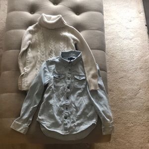Girls gap sweater, and denim shirt